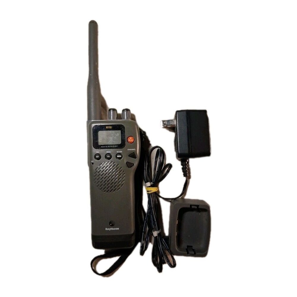 Raytheon RAY100 Waterproof Handheld VHF Marine Two Way Radio 16+ Ch W/Charger